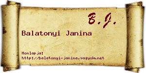 Balatonyi Janina névjegykártya